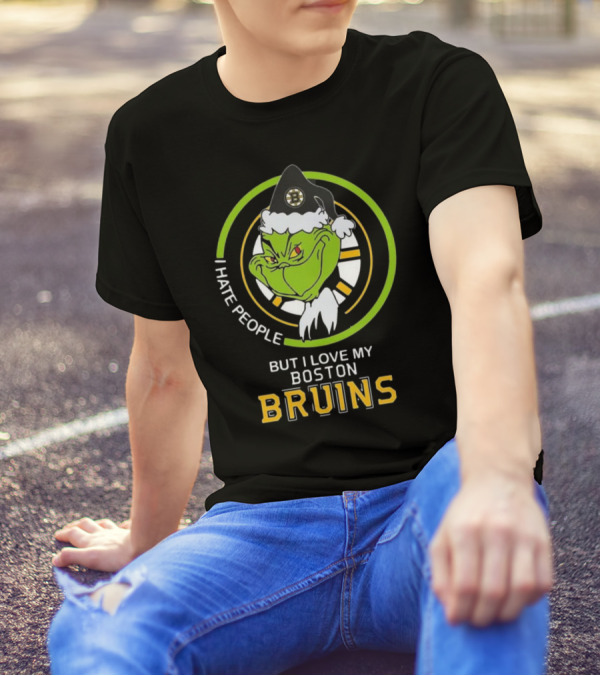 Grinch I Hate People But I Love My Boston Bruins NHL Team Spirit T-Shirt