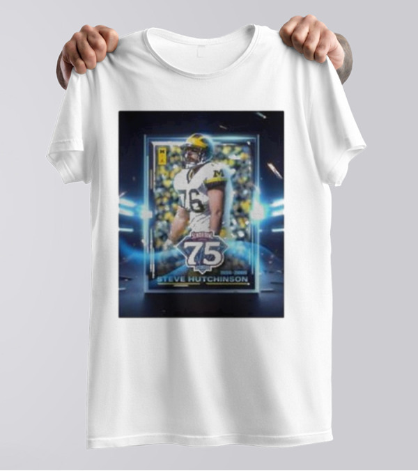 Steve Hutchinson Michigan Football Star 75th Senior Bowl Anniversary Edition T-Shirt