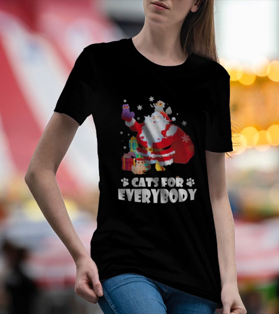 Santa Claus With Gift Cats For Everybody Fun Christmas T-Shirt