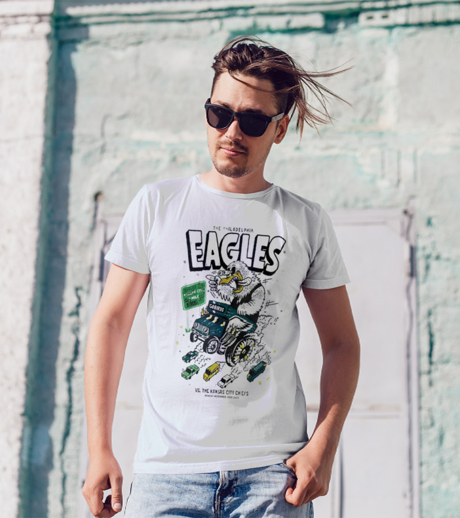 Philadelphia Eagles Monster Truck Vs Kansas City Showdown Go Birds 11-20-2023 T-Shirt