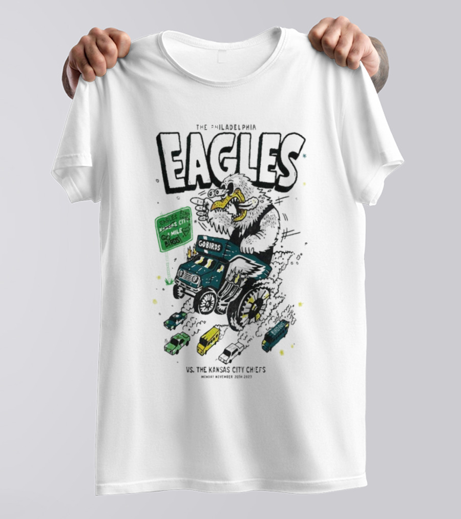 Philadelphia Eagles Monster Truck Vs Kansas City Showdown Go Birds 11-20-2023 T-Shirt