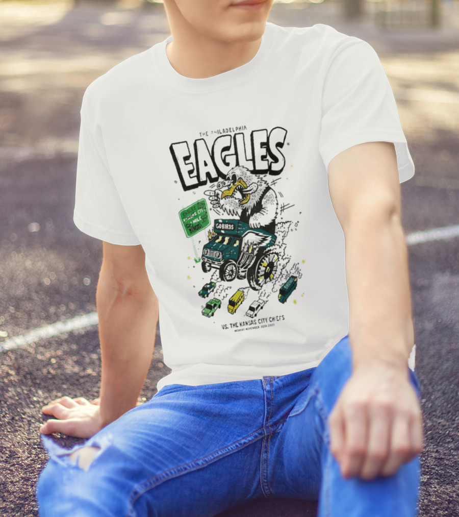 Philadelphia Eagles Monster Truck Vs Kansas City Showdown Go Birds 11-20-2023 T-Shirt