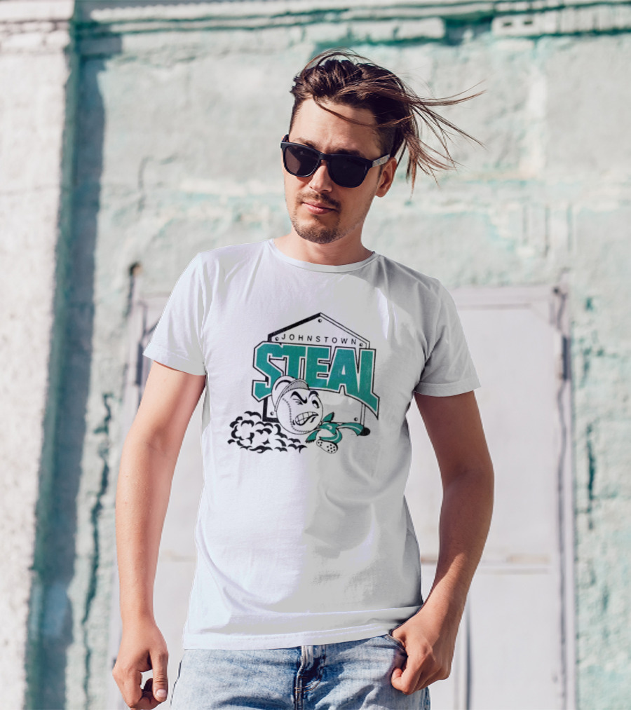 Johnstown Steal Baseball Running Baseball Character T-Shirt