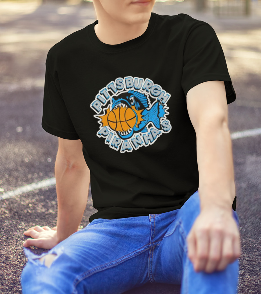 Pittsburgh Piranhas Basketball Team Logo Fish With Ball T-Shirt
