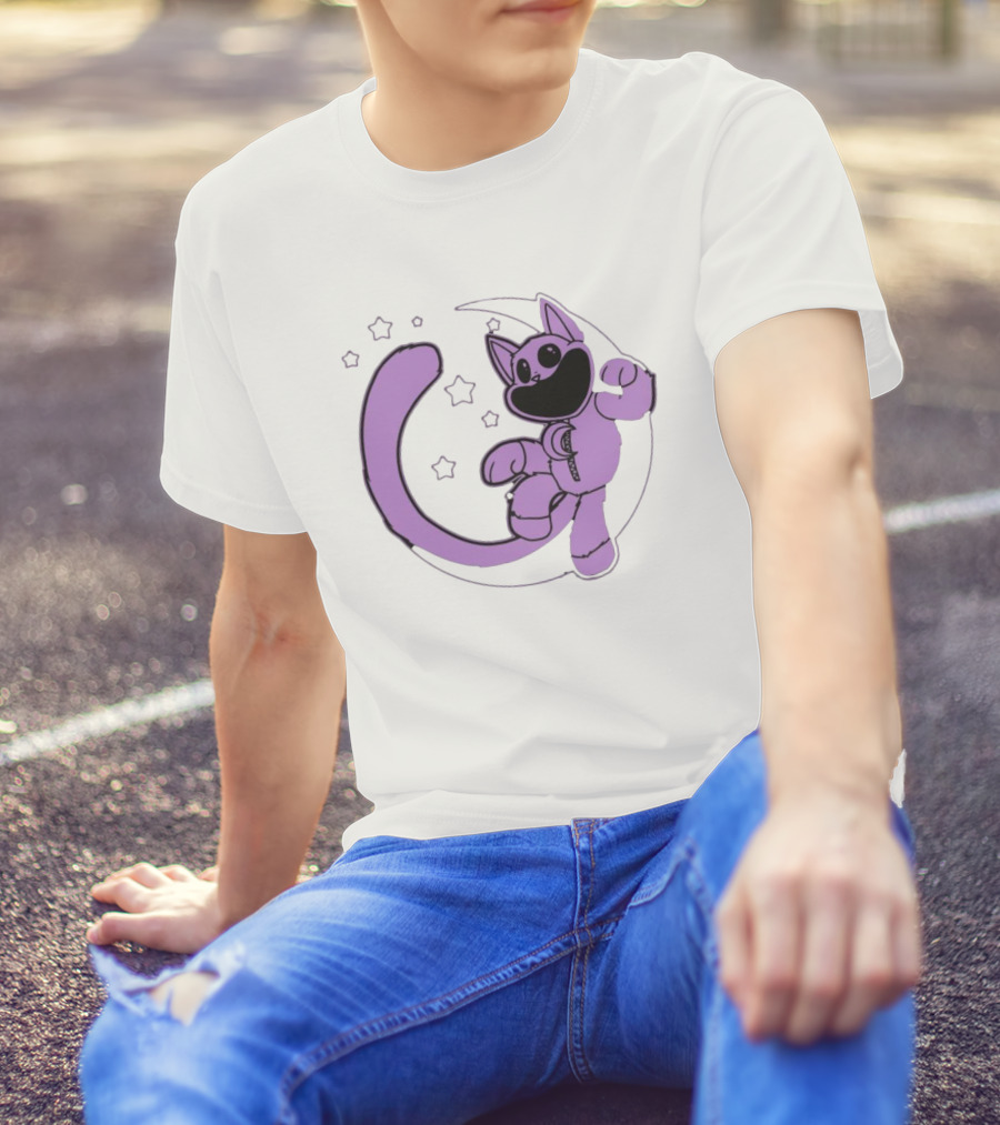 Poppyplaytime Catnap Moon Cute Starry Cartoon T-Shirt