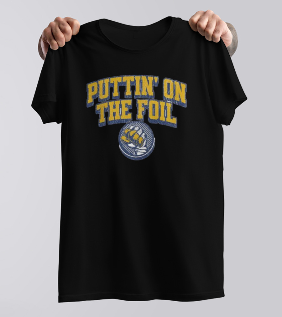 Puttin On The Foil Hockey Inspired Knuckle Patch T-Shirt