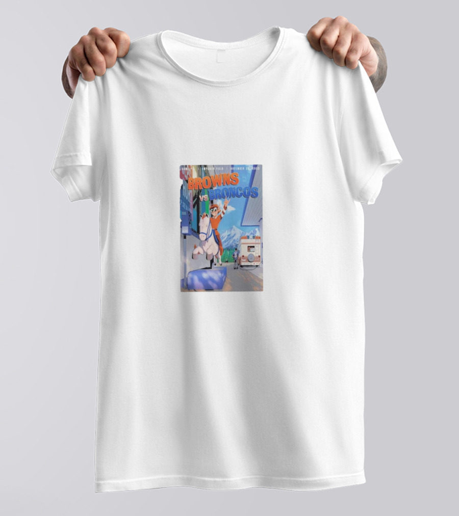 Browns Vs Broncos November 26th Game Comic Style Showdown T-Shirt
