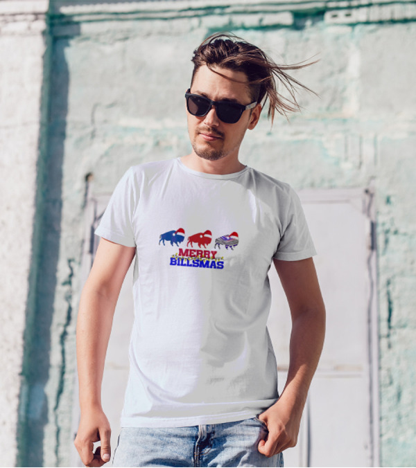 Merry Billmas Buffalo Bills Christmas Lights Buffalo Icons T-Shirt