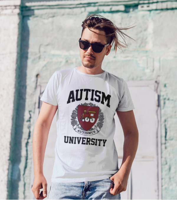 Autism Autismus University Train Emblem T-Shirt