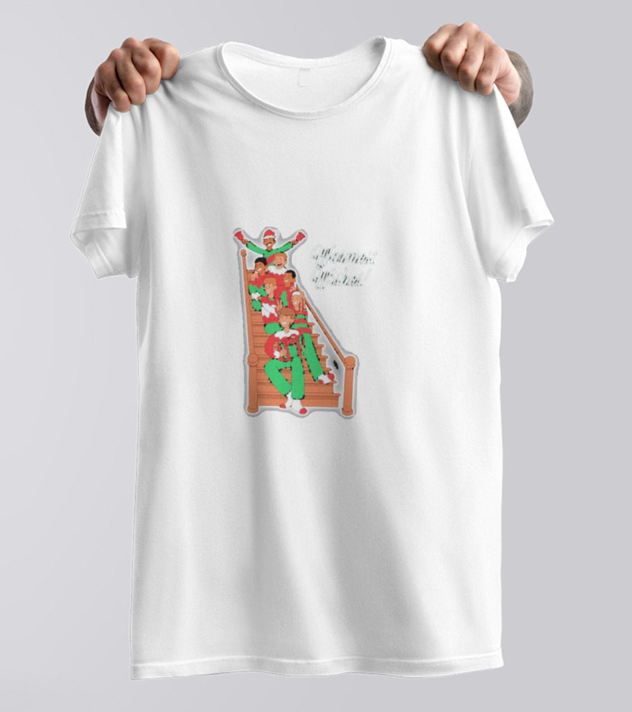 Warmest Wishes Holiday Christmas Family On Stairs T-Shirt