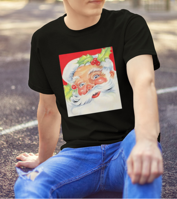 Christmas Jolly Santa Claus Holly Berries Festive Cheer T-Shirt