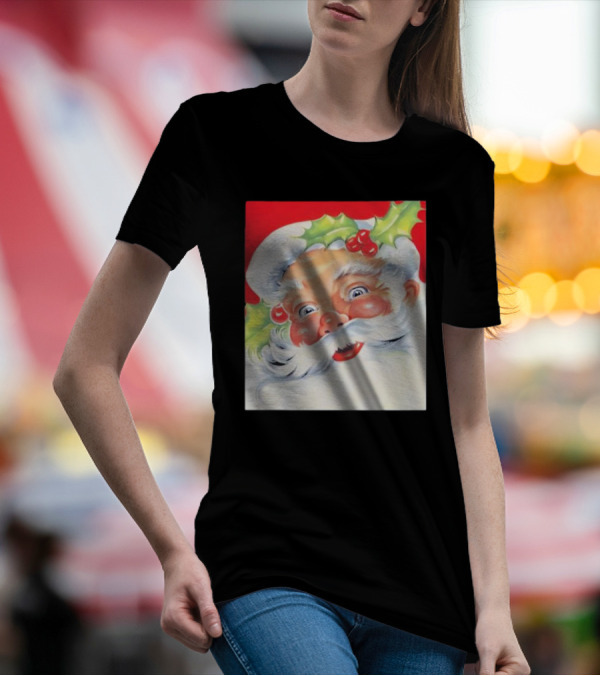 Christmas Jolly Santa Claus Holly Berries Festive Cheer T-Shirt