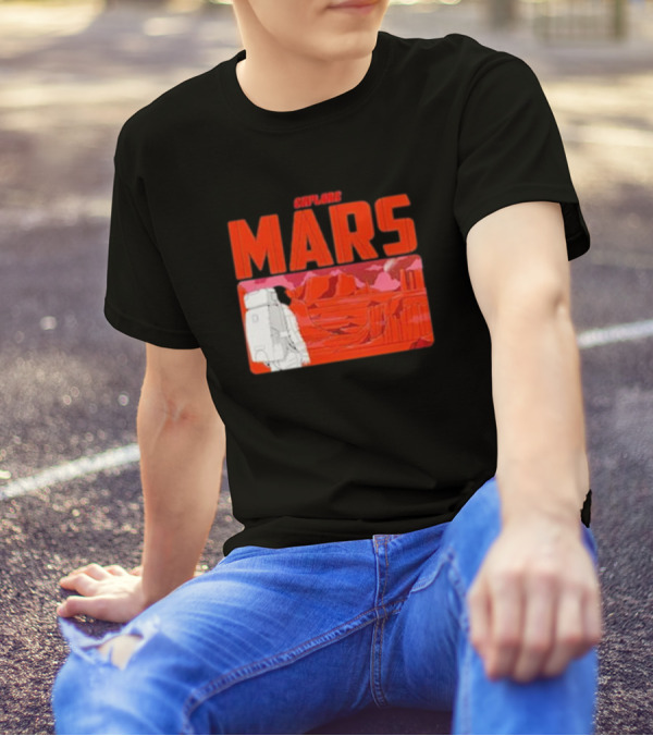 Explore Mars Astronaut Adventure Red Landscape T-Shirt