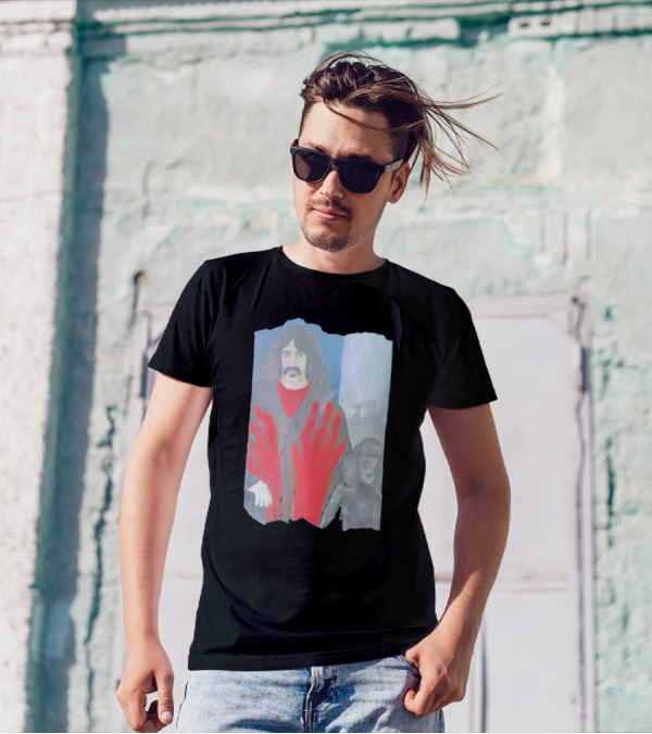 Jackey Neyman Jones Frank Zappa The Master Mashup With Red Hand Prints T-Shirt