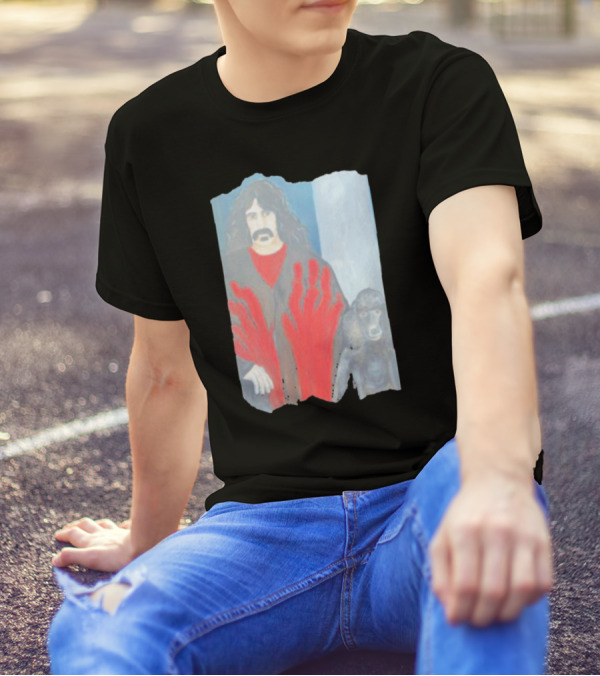 Jackey Neyman Jones Frank Zappa The Master Mashup With Red Hand Prints T-Shirt