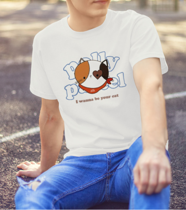 Polly Pastel I Wanna Be Your Cat With Heart-Eyed Kitten Wearing Bandana T-Shirt