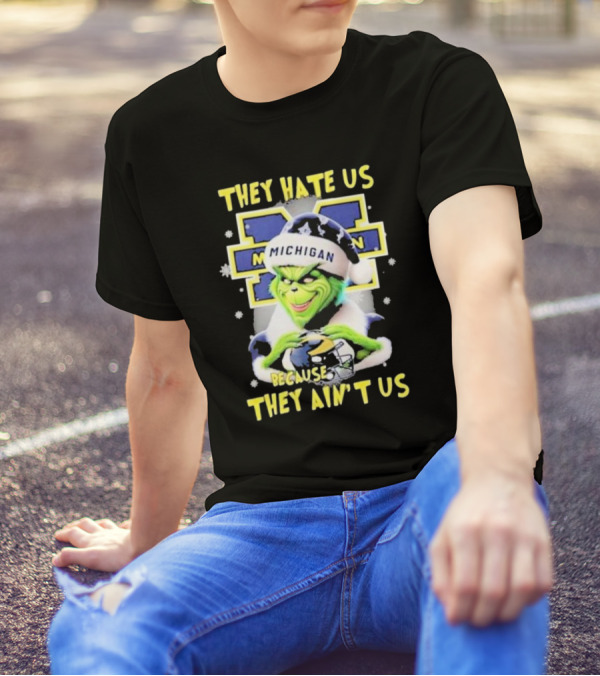 They Hate Us Because They Ain't Us Santa Grinch Michigan Wolverines T-Shirt