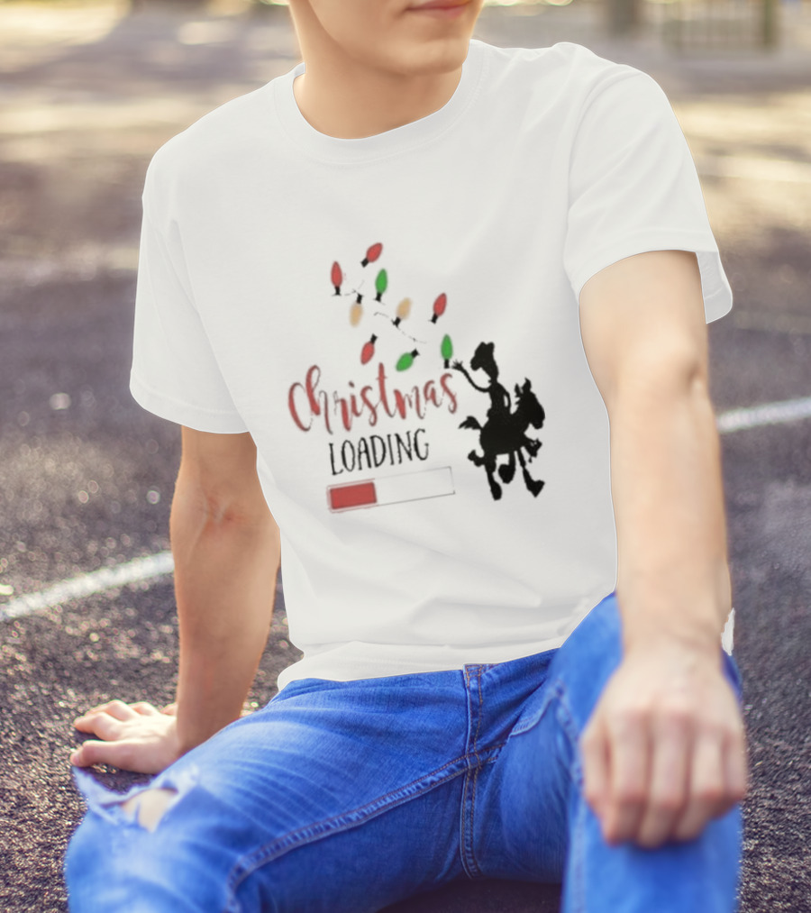 Christmas Loading Cowboy Silhouette With Festive Lights T-Shirt