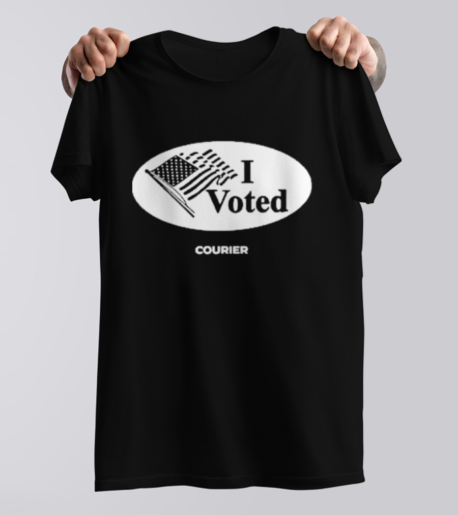 I Voted American Flag Courier Election Sticker T-Shirt