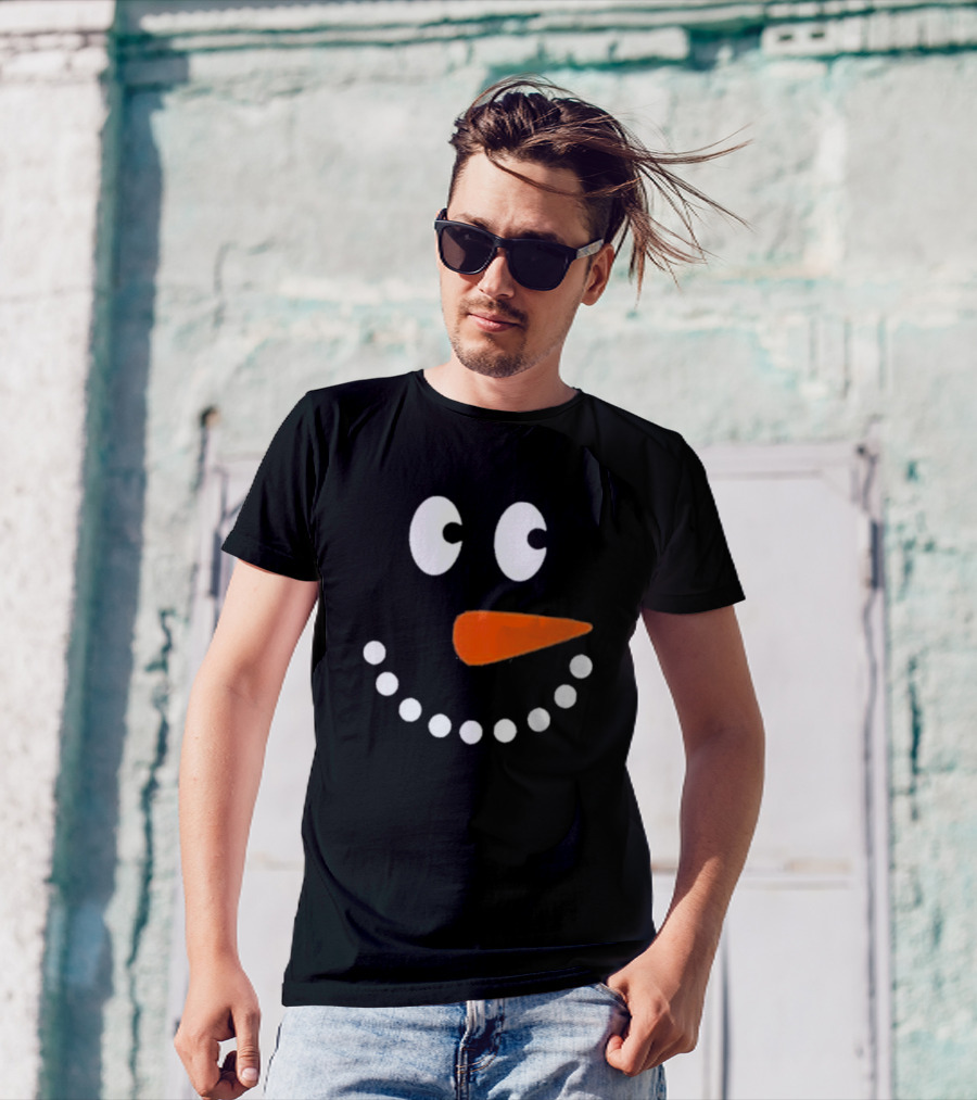 Joyful Snowman Face Christmas Holiday T-Shirt