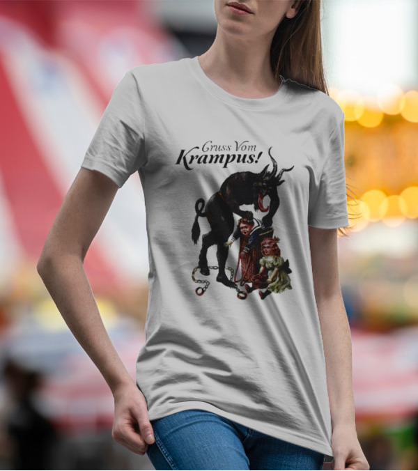 Meowy Krampus Gruss Vom Krampus Christmas Feline Holiday Mischief T-Shirt