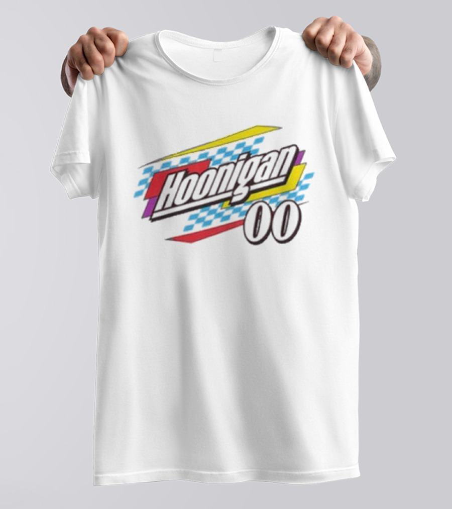 Best Hoonigan 00 Racing Style Checkered Stripes T-Shirt