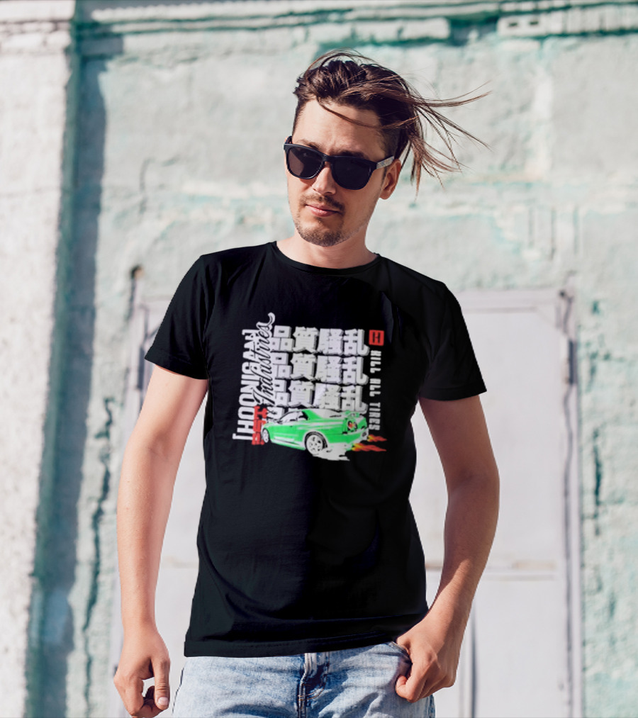 Hoonigan Industries Kill All Tires Green Car T-Shirt