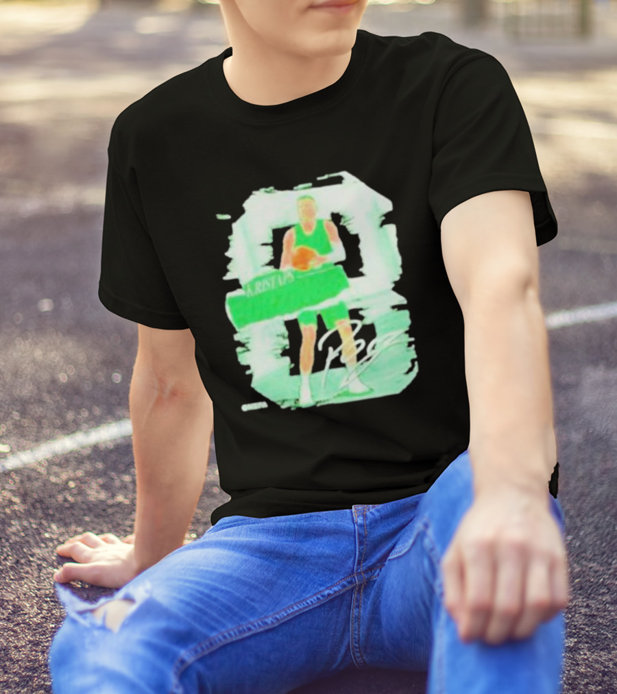 Kristaps Porzingis Boston Green Signature Basketball Player T-Shirt