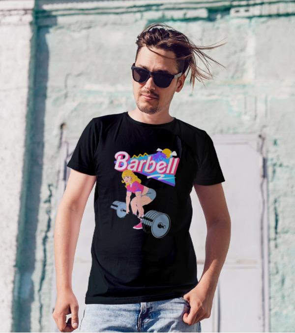 Barbie Lifting Barbell Retro Beach Sunset Fitness Aesthetic T-Shirt