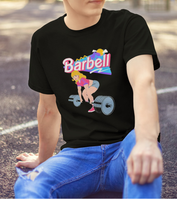 Barbie Lifting Barbell Retro Beach Sunset Fitness Aesthetic T-Shirt