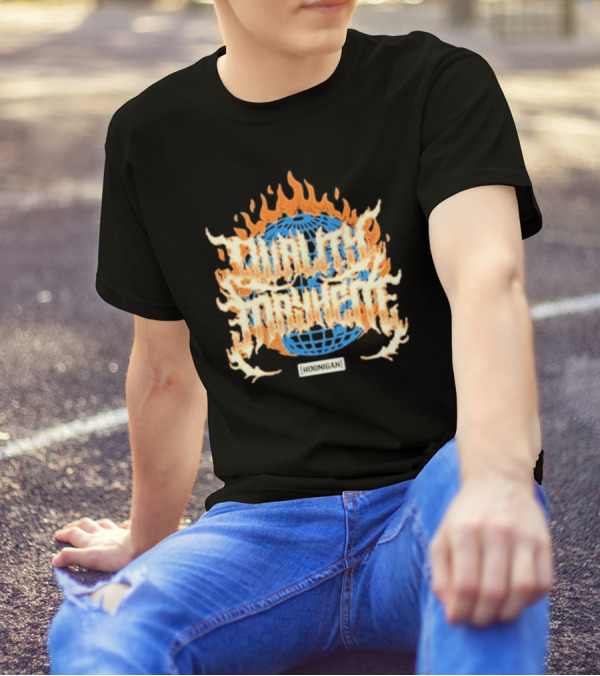 Hoonigan Burnt Mayhem World Globe Flames T-Shirt