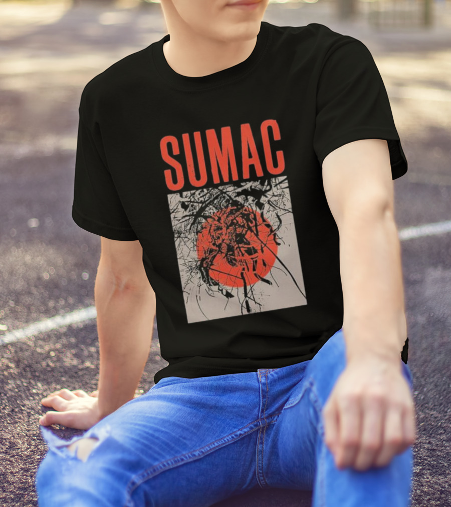 Sumac Shadow Art With Red Circle And Black Lines T-Shirt