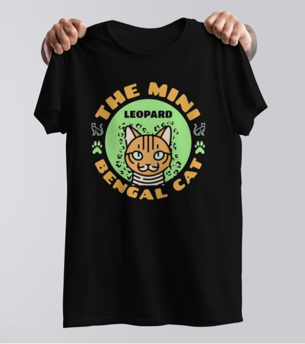THE MINI LEOPARD BENGAL CAT PAWS AND WHISKERS ICONS T-Shirt