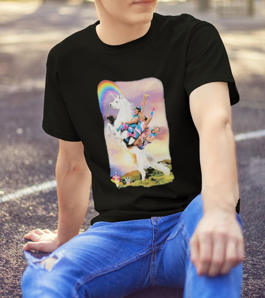 WWE New Day Riding Unicorn With Rainbow Ripple Junction T-Shirt