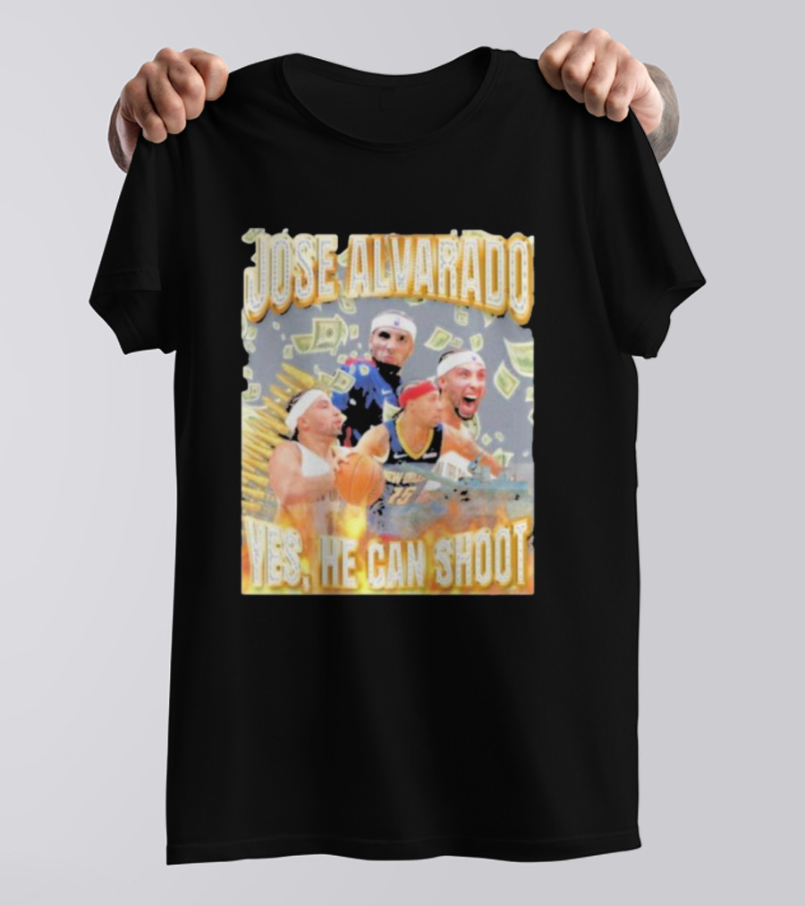 Jose Alvarado Yes He Can Shoot Basketball Money Energetic Collage T-Shirt