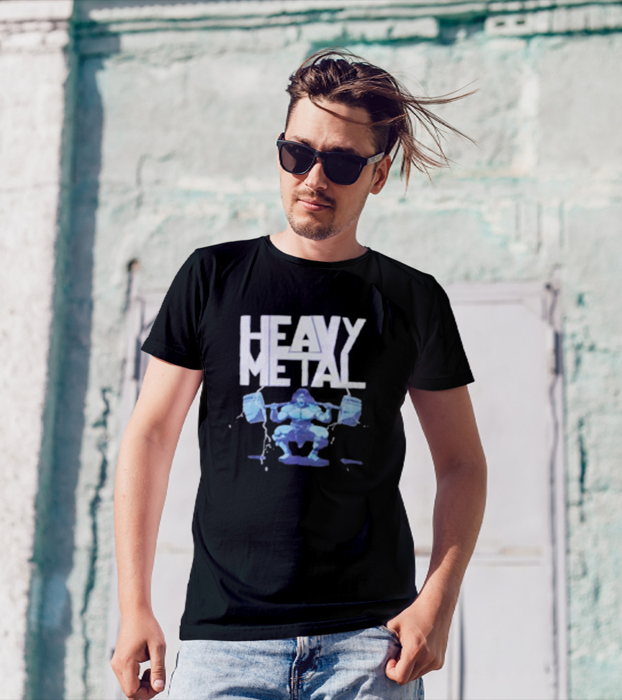 Heavy Metal Oversized Fitness Warrior With Barbells T-Shirt