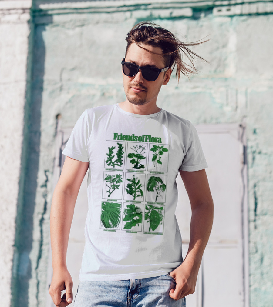 Friends Of Flora Plants Green Botanical Compilation T-Shirt