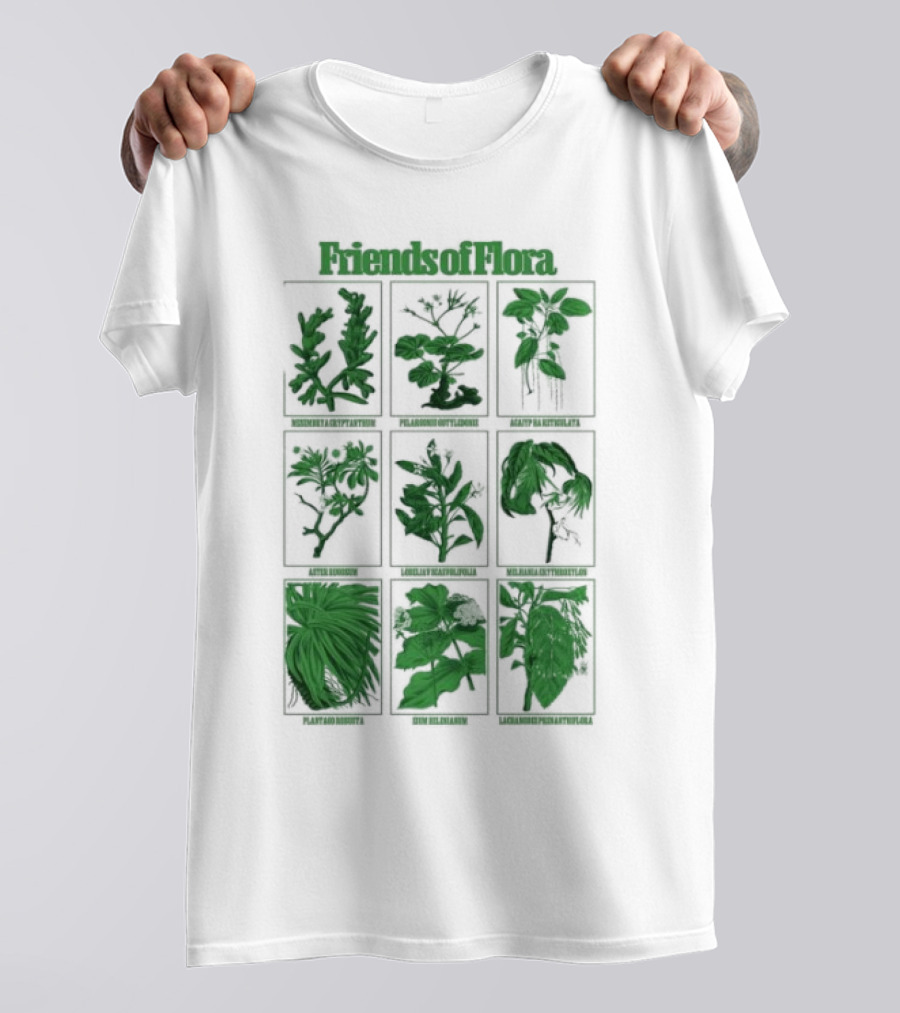 Friends Of Flora Plants Green Botanical Compilation T-Shirt