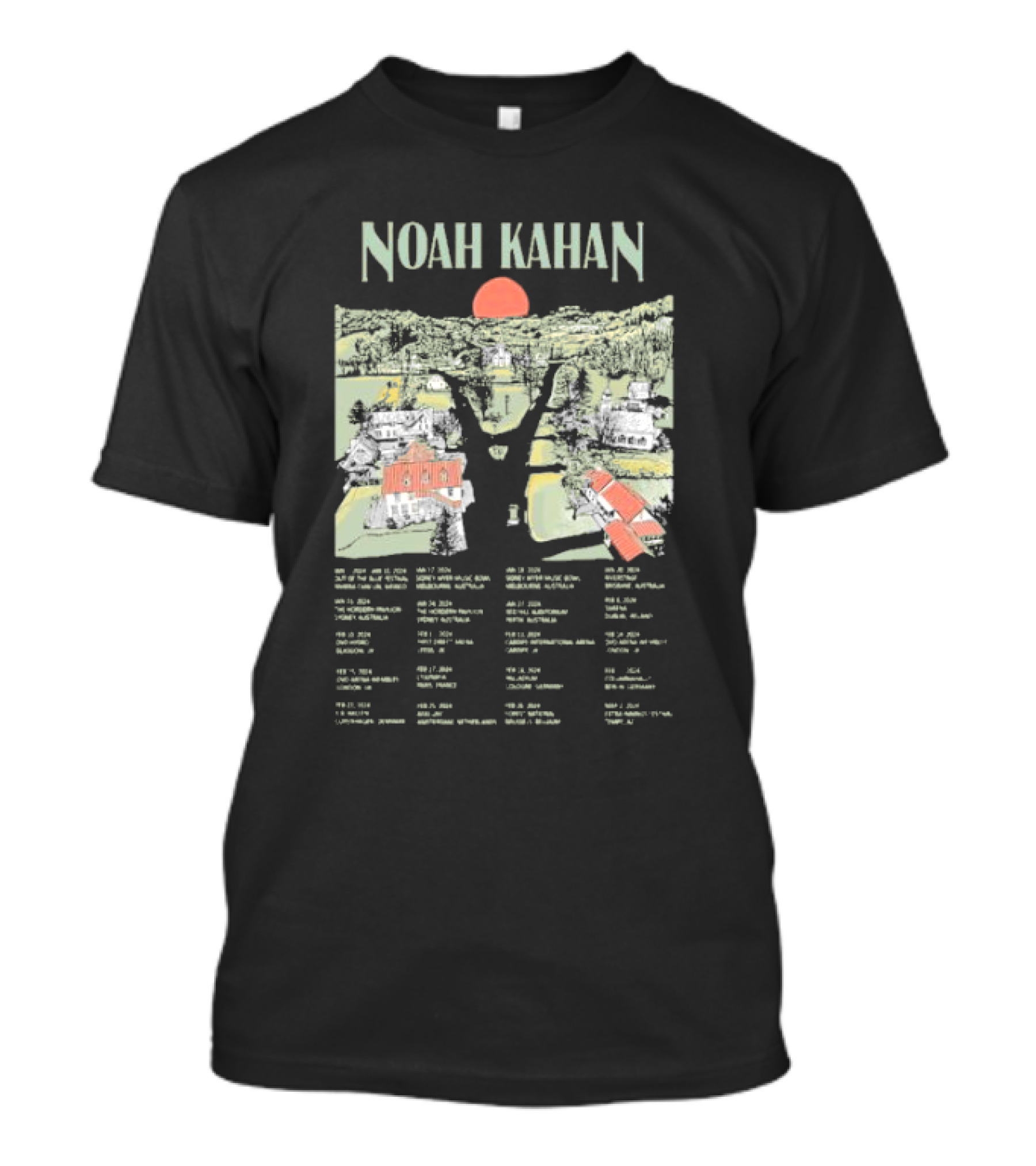 Noah Kahan Stick Season Tour Dates Scenic Village Landscape T-Shirt