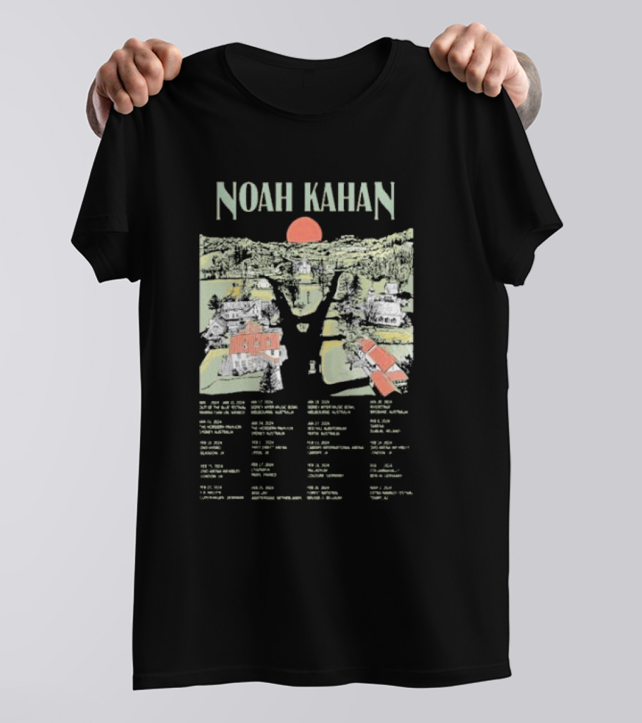 Noah Kahan Stick Season Tour Dates Scenic Village Landscape T-Shirt