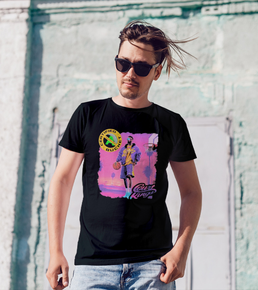 Certified Bucket Court Kings Style Basketball Sunset Scene T-Shirt