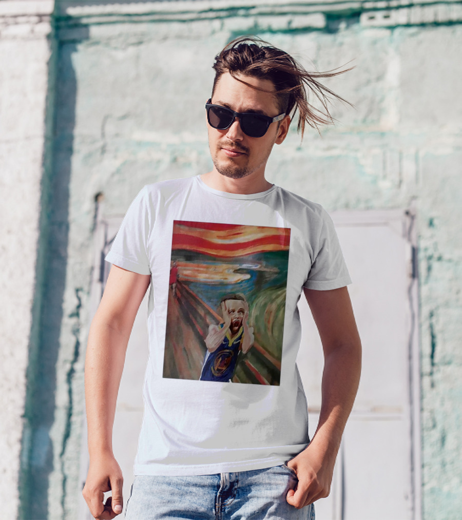 Scream Stephen Curry Warriors Basketball Painting T-Shirt