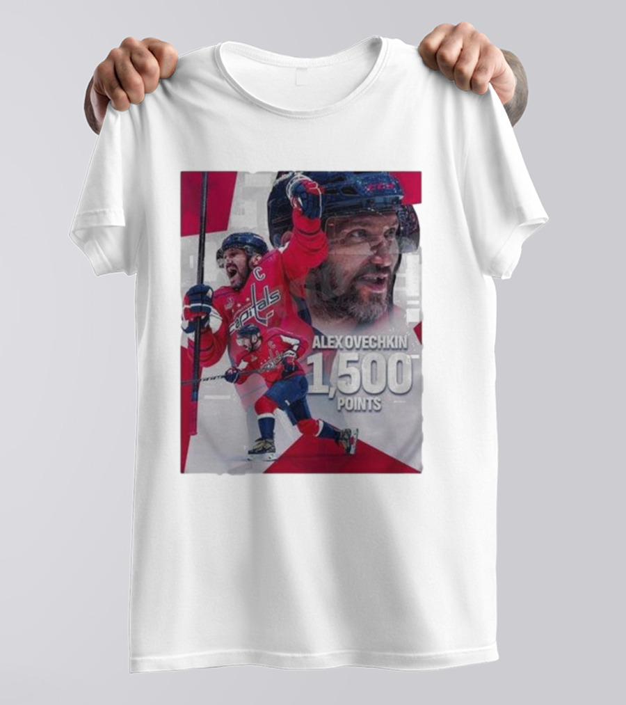 Alex Ovechkin 1500 Points Celebration Washington Capitals Red And White Hockey T-Shirt