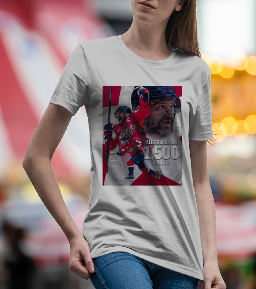 Alex Ovechkin 1500 Points Celebration Washington Capitals Red And White Hockey T-Shirt