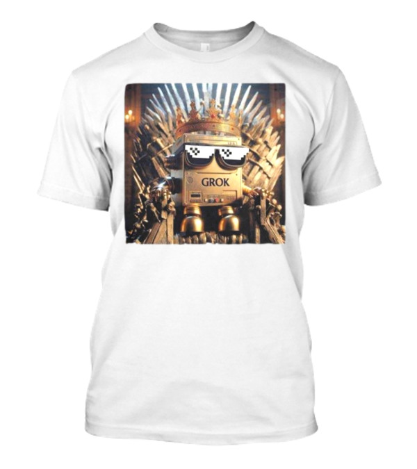Grok Robot King On Iron Throne With Sunglasses T-Shirt