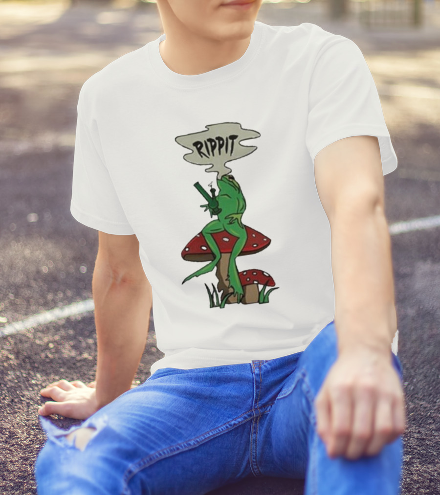 Fourtwenty Rippit Frog Smoking On Mushroom T-Shirt