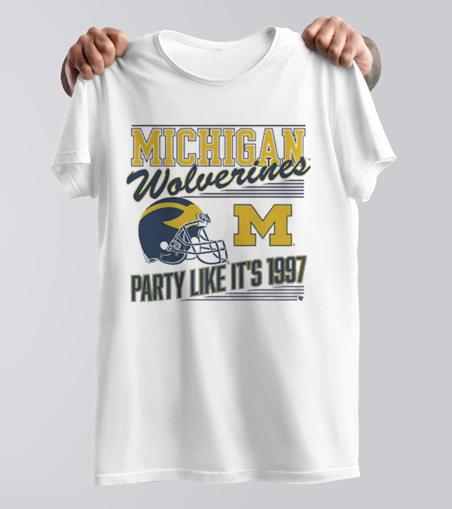 Michigan Wolverines Party Like It’s 1997 Football Helmet M T-Shirt