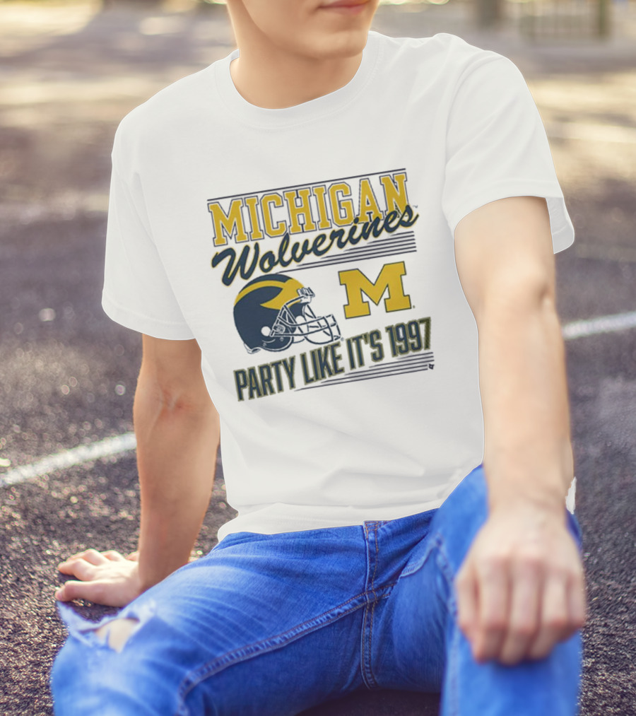 Michigan Wolverines Party Like It’s 1997 Football Helmet M T-Shirt