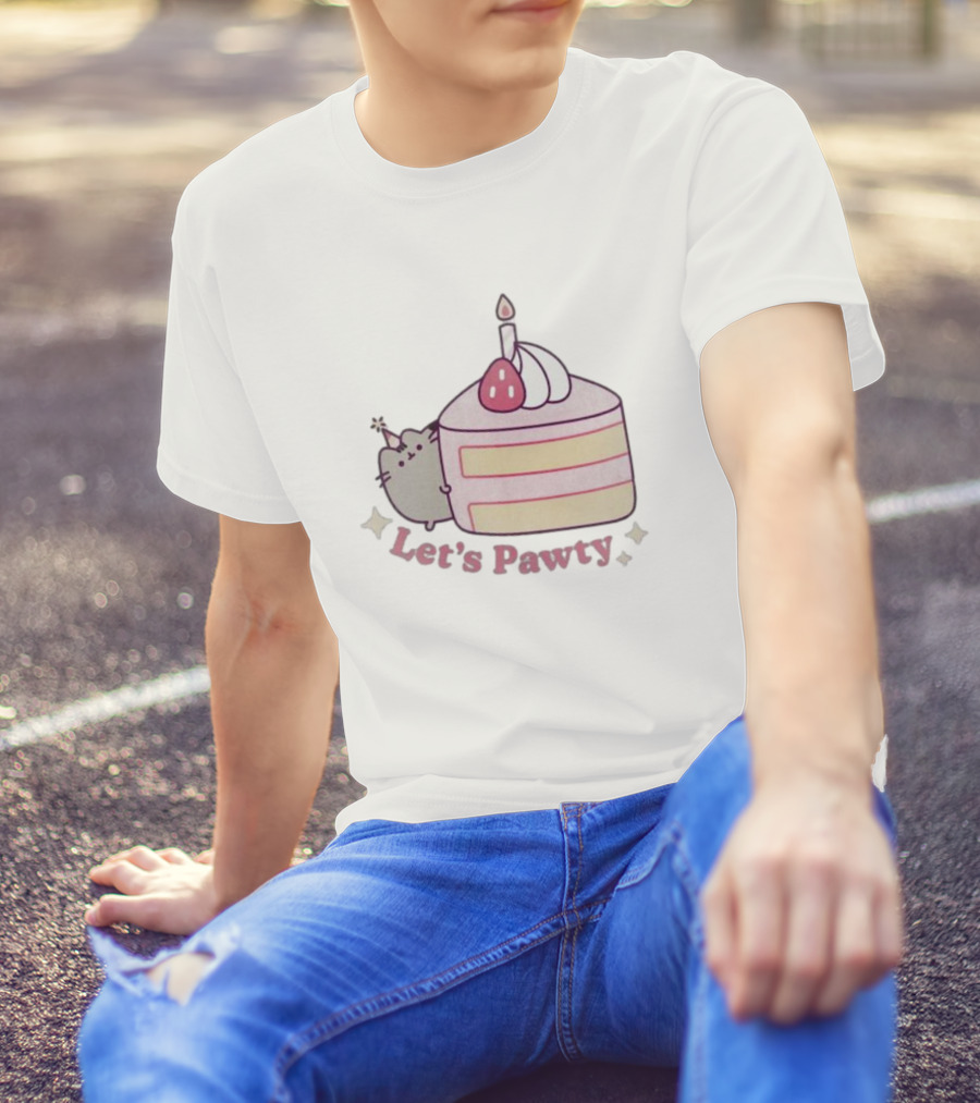 Pusheen Let's Pawty Cake Celebration Grey Marl T-Shirt