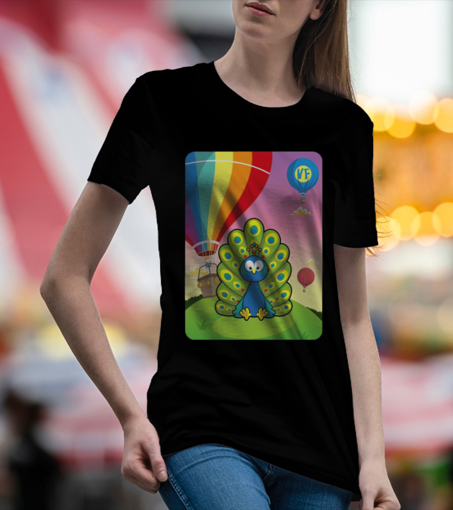 Vee Friends Practical Peacock Colorful Hot Air Balloon Vee Friends T-Shirt